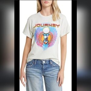 New Journey Band Crew Neck Tee T-Shirt Color Cream Size Small
